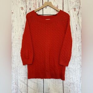 LOFT Cable Knit Orange Sweater